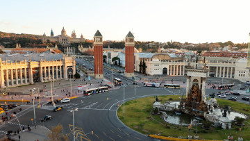 Картинка города барселона+ испания площадь панорама