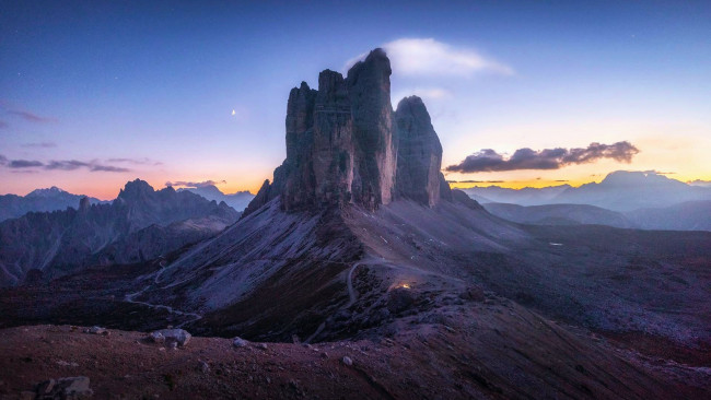 Обои картинки фото tre cime di lavaredo, dolomites, italy, природа, горы, tre, cime, di, lavaredo