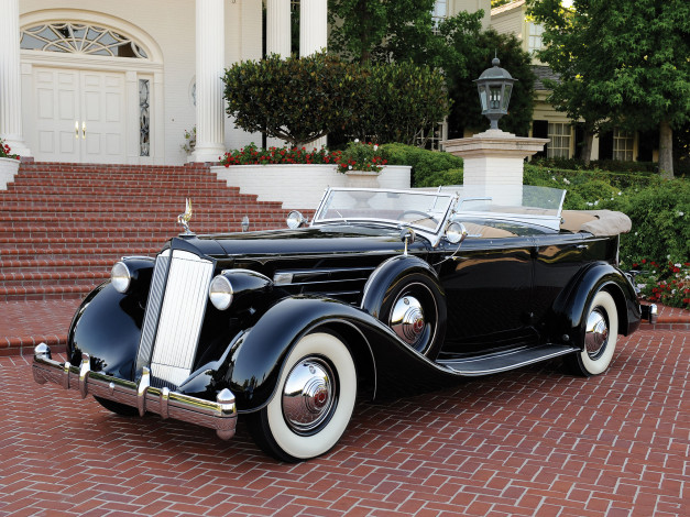 Обои картинки фото packard, twelve, dual, cowl, sport, phaeton, 1938, автомобили