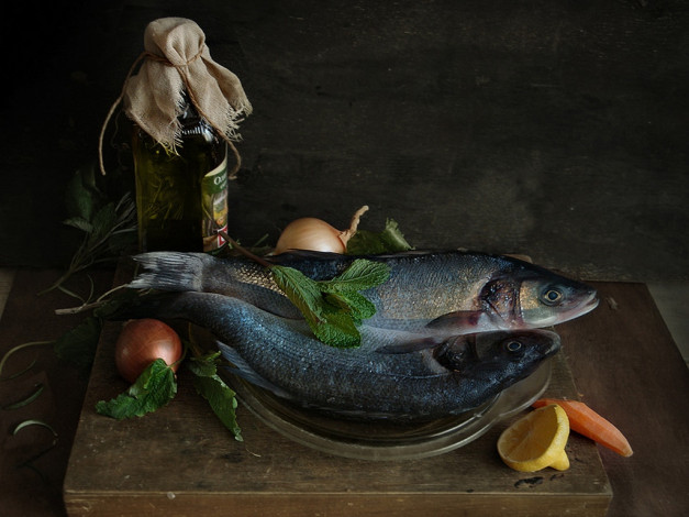Обои картинки фото verbena, рыбный, день, еда, натюрморт