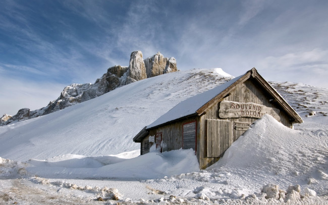 Обои картинки фото разное, сооружения, постройки, дом, горы, снег