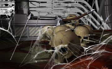Картинка 3д графика horror ужас черепа