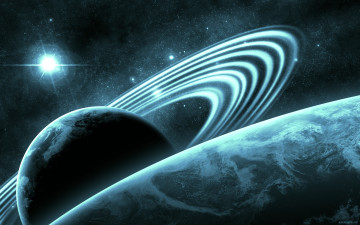Картинка космос арт kosmos blue star planet sci fi