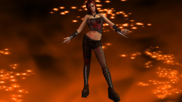 Картинка 3д+графика фантазия+ fantasy взгляд оружие рыжая фон девушка