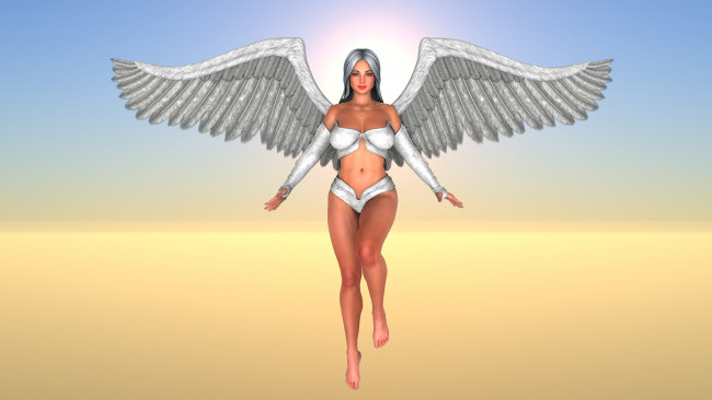Обои картинки фото 3д графика, ангел , angel, ангел, фон, девушка, взгляд