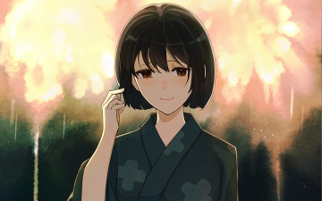 Картинка аниме kimi+no+na+wa взгляд девушка фон
