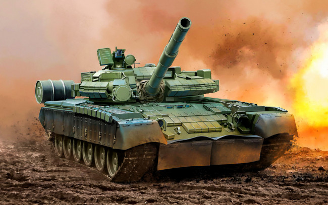 Обои картинки фото рисованное, армия, tank, t-80, bv, weapon, painting, war, art