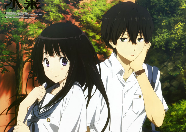 Обои картинки фото аниме, hyouka, персонажи, школьники