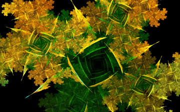 Картинка 3д+графика абстракция+ abstract абстрактный желто зеленый рисунок на черном фоне