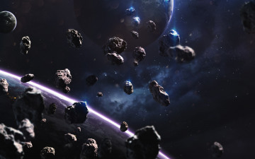 Картинка космос арт планета вселенная галактики звезды метеориты