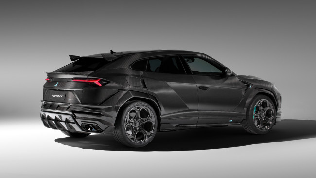 Обои картинки фото автомобили, lamborghini, topcar, urus, r, evo, carbon, edition, 2024, чeрный, ламбoргини, тюнинг, карбoн, крoссoвeр