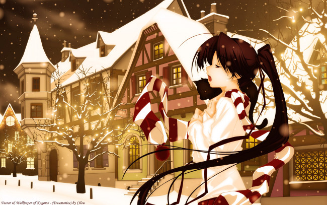 Обои картинки фото аниме, merry, chrismas, winter