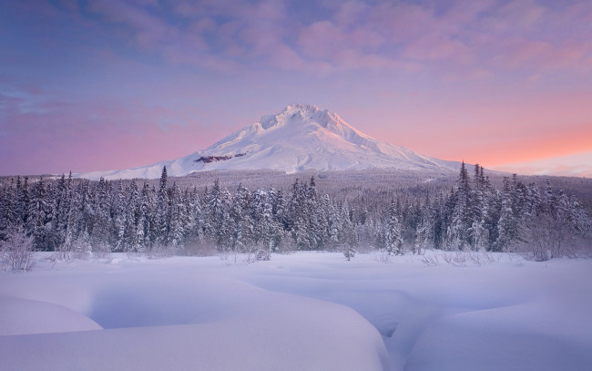Обои картинки фото природа, зима, одинокая, гора