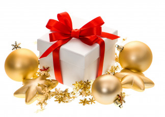 Картинка праздничные -+разное+ новый+год мишура звёзды шарики коробка подарок