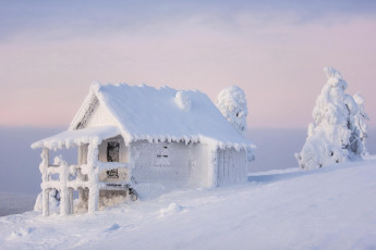 Картинка природа зима дом снег