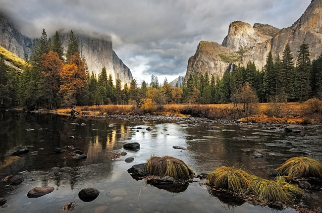Обои картинки фото природа, реки, озера, лес, река, горы, осень
