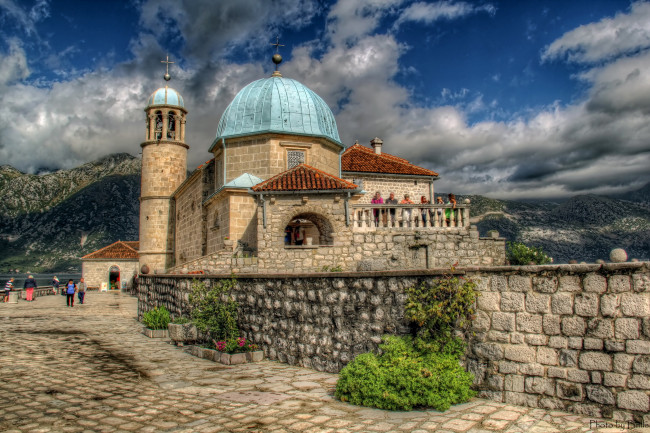 Обои картинки фото Черногория   monasterio de san jorge, города, - католические соборы,  костелы,  аббатства, Черногория, монастырь, остров, храм