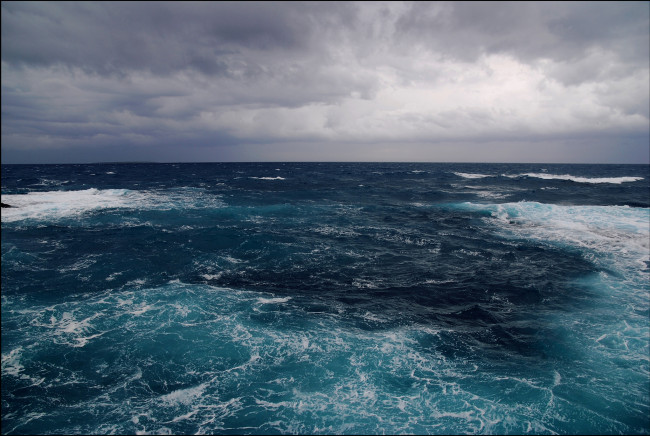 Обои картинки фото природа, моря, океаны, океан, волны, горизонт, тучи