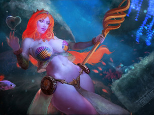 Картинка фэнтези русалки грудь aphrodite вода море под водой тело арт богиня девушка
