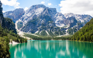 Картинка разное компьютерный+дизайн пейзаж озеро снег горы mountain emerald lake landscape