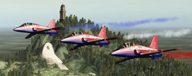 Обои картинки фото авиация, 3д, рисованые, v-graphic, лес, полет, самолеты, вершина