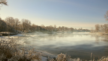 Картинка природа реки озера снег деревья зима