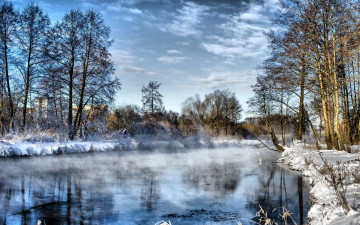 Картинка природа реки озера деревья зима снег