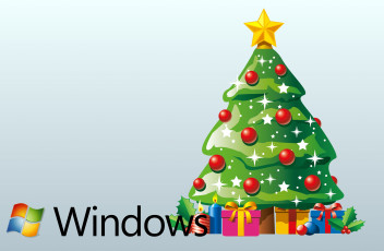 обоя компьютеры, windows xp, украшения, елка, новый, год, фон, праздник