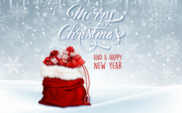 Картинка праздничные векторная+графика+ новый+год подарки праздник мешок рождество снежинка