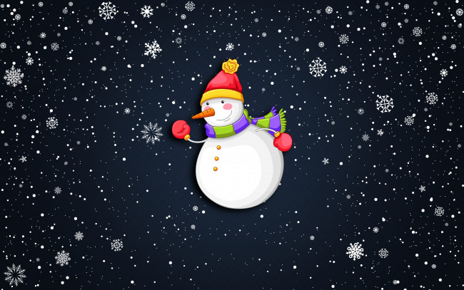 Обои картинки фото праздничные, векторная графика , новый год, фон, праздник, снег, снеговик, минимализм, шапка, новый, год, рождество, снежинки