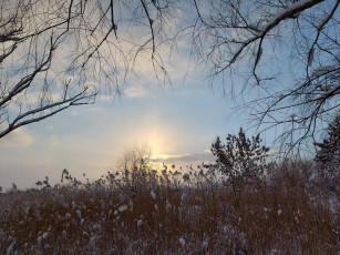 Картинка природа восходы закаты зима снег