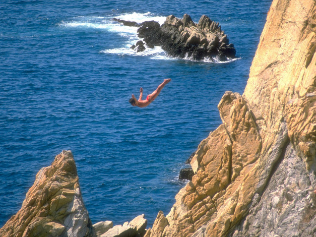 Обои картинки фото cliff, diver, acapulco, mexico, спорт, экстрим