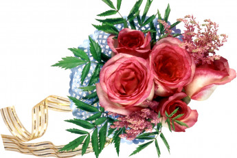 Картинка цветы букеты композиции розы лента