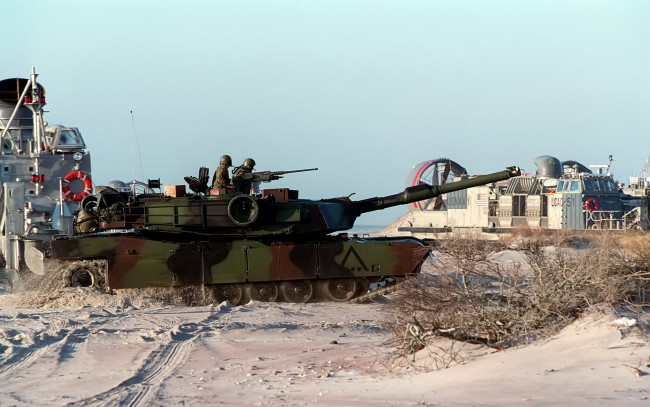 Обои картинки фото техника, военная, танк, десант, пляж