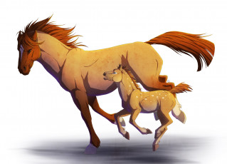 обоя рисованные, животные,  лошади, лошадка, лошадь