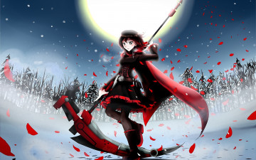 обоя аниме, -weapon,  blood & technology, девушка, в, свете, луны