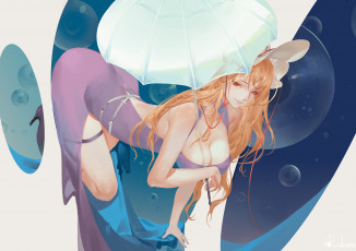 Картинка аниме touhou yakumo yukari alcd арт девушка зонтик платье