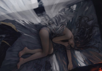 Картинка фэнтези эльфы эльфийка девушка лежит арт wlop