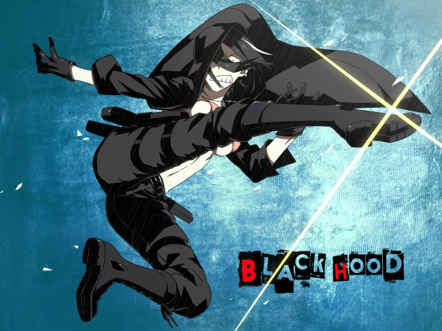 Обои картинки фото аниме, оружие,  техника,  технологии, солдат, kamezaemon, девушка, black, hood