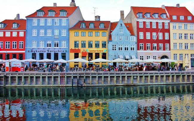 Обои картинки фото города, копенгаген , дания, кафе, дома