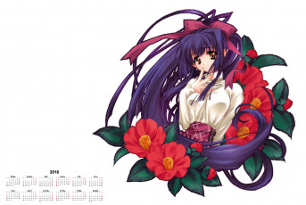 Картинка календари аниме 2018 девушка лицо взгляд цветы