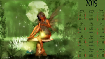 Картинка календари фэнтези девушка фея крылья природа