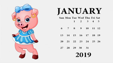 Картинка календари рисованные +векторная+графика поросенок платье свинья серьги