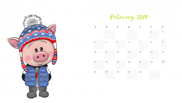 обоя календари, рисованные,  векторная графика, шапка, поросенок, свинья, куртка