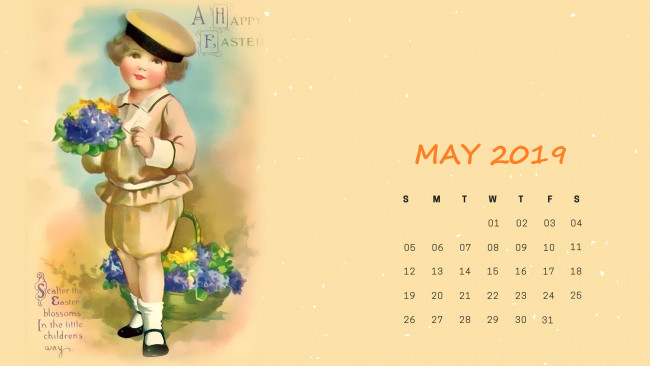 Обои картинки фото календари, рисованные,  векторная графика, ребенок, цветы, корзина