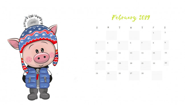 Обои картинки фото календари, рисованные,  векторная графика, шапка, поросенок, свинья, куртка