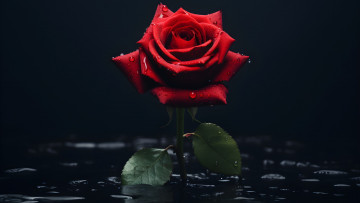 Картинка 3д+графика цветы+ flowers роза черный фон ии-арт нейросеть