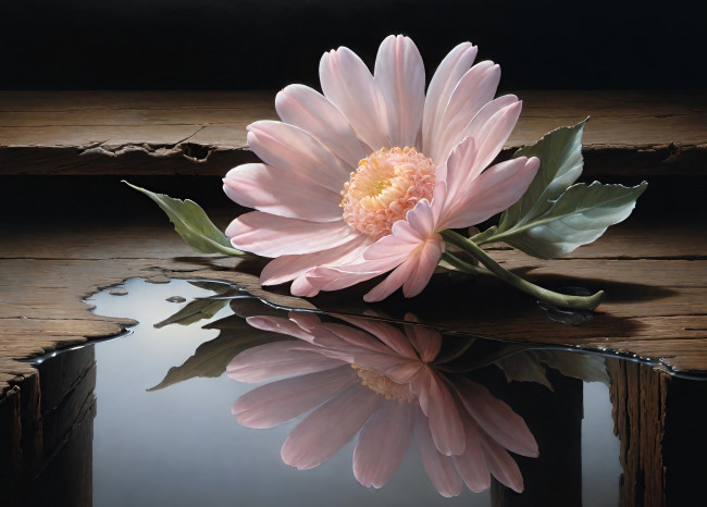 Обои картинки фото рисованное, 3д графика, цветы , flowers, хризантема, цветок, розовый, арт, вода
