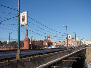 обоя мост, через, москва, реку, города, россия