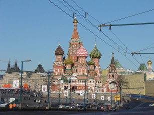 Картинка вид на храм василия блаженного моста города москва россия